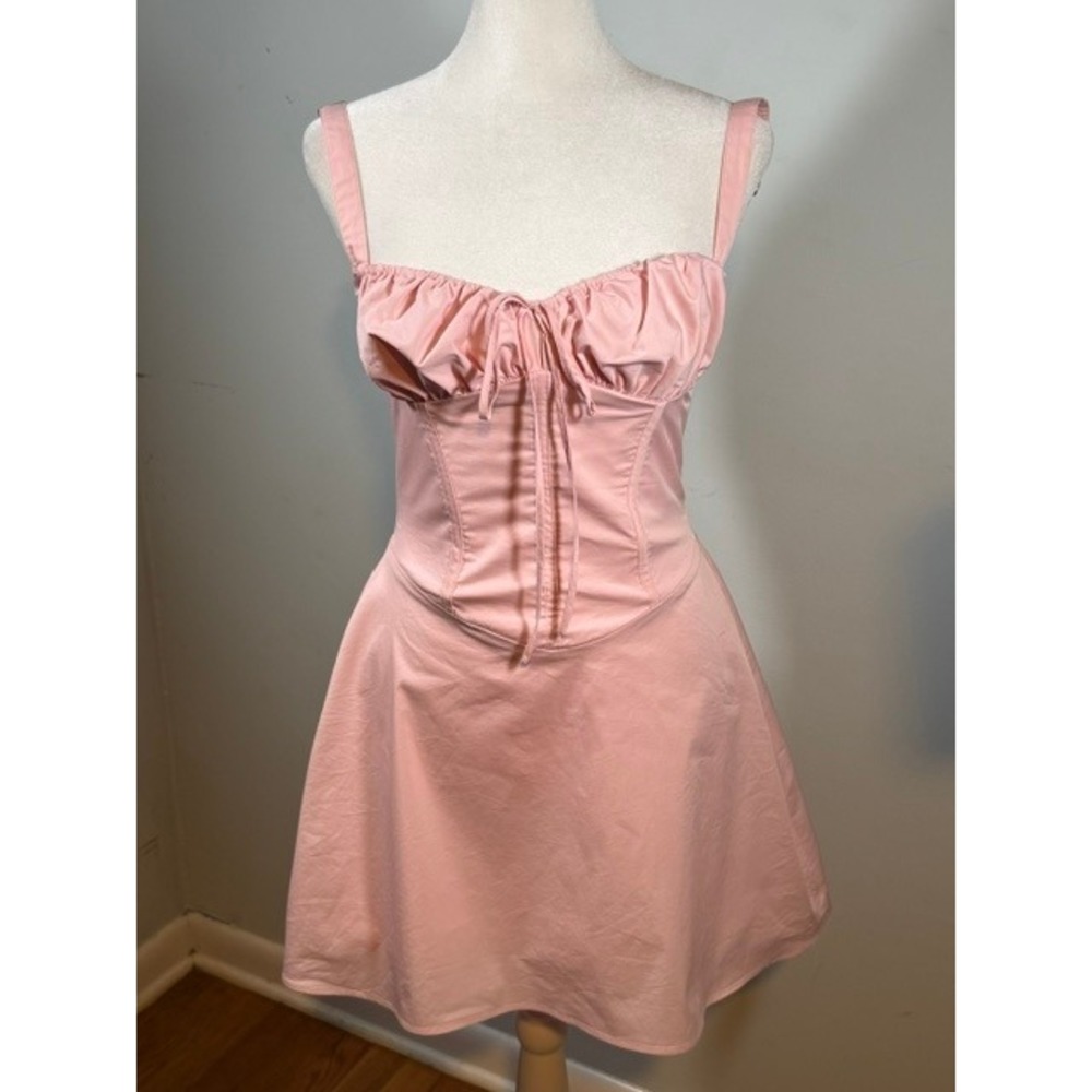 House of CB Carlotta Baby Pink Corset Mini Dress Size S Lace Up Back A-C Cup